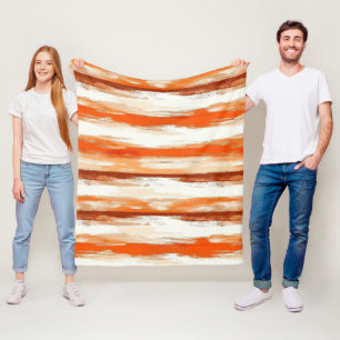 Farbstreifen in Kaffee- und Orangentönen Fleecedecke