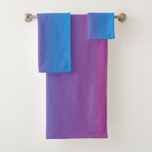 Farbstreifen in lila und blauen Farben Handtuch Badhandtuch Set