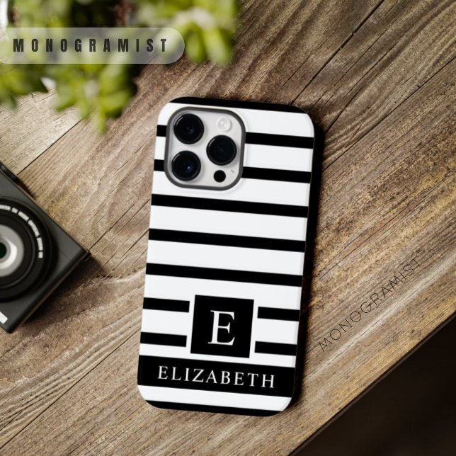 Farbstreifen in Weiß und Schwarz Case-Mate iPhone Hülle (Customizable White And Black Color Stripes Case-Mate iPhone Case)