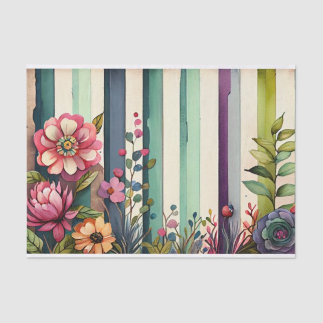 Farbstreifen Lila grüne Blütendecke Seidenpapier (Vorderseite)