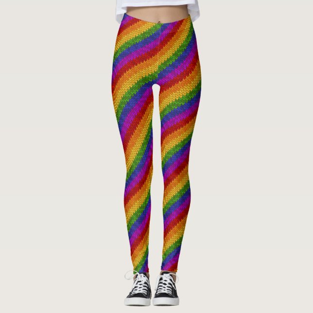 Farbstreifen mit LGBT-Stolz-Rainbow-Strips für das Leggings (Vorderseite)