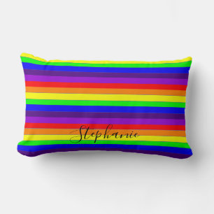 Farbstreifen mit Regenbogen Abstrakt, Monogramm Co Lendenkissen