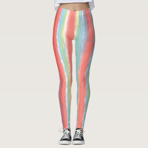 Farbstreifen Pink Blau Gelb Leggings