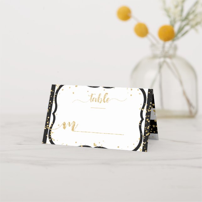 Farbstreifen und Confetti-Tischnummer Platzkarte (Vorderseite)