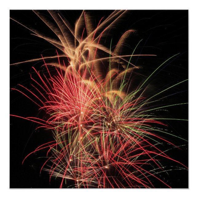 Farbstreifen von Orange und Rot am Nachtplakat Poster (Vorderseite)