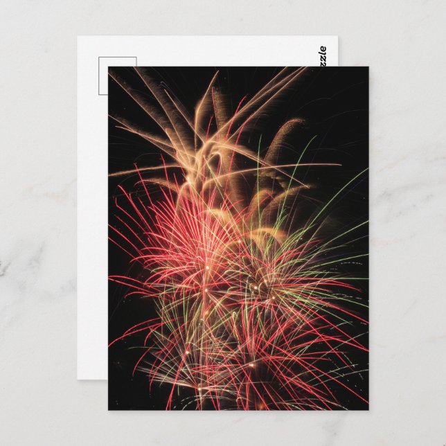 Farbstreifen von Orange und Rot in der Nacht Postkarte (Vorne/Hinten)