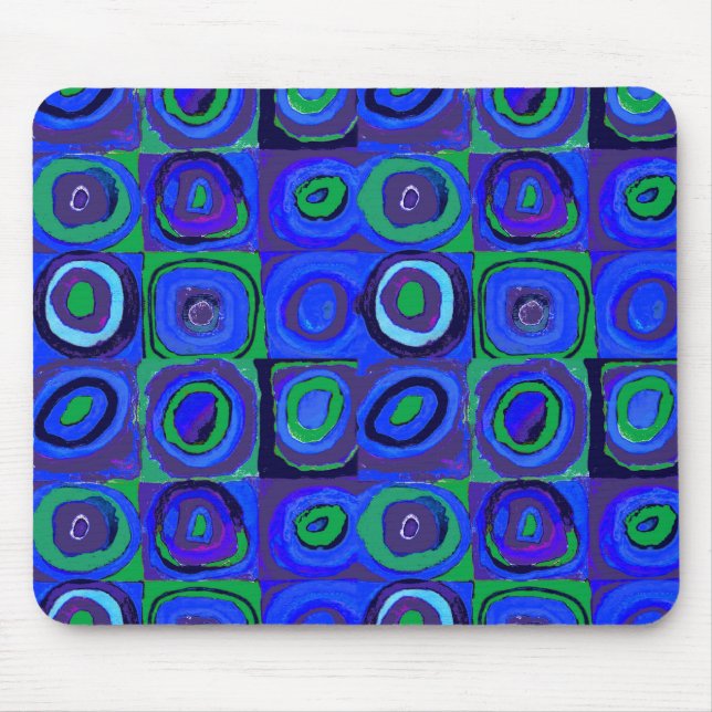Farbstudie Quadrate Quadrate Blau Kreise Mousepad (Vorne)