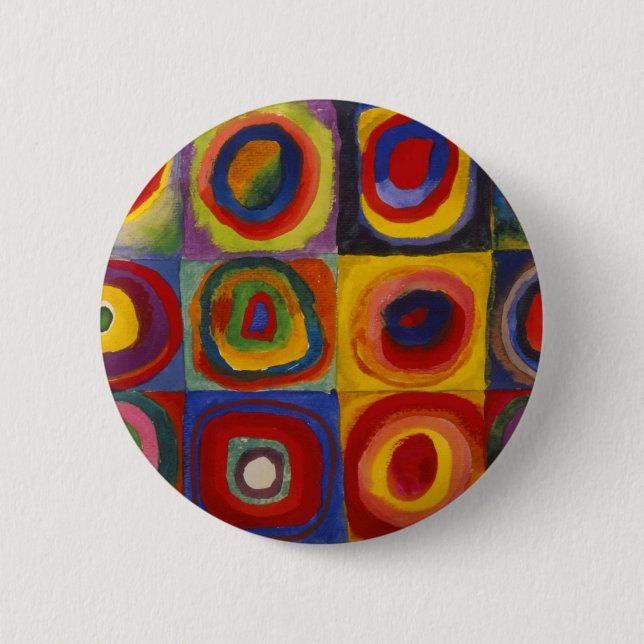 Farbstudie über Quadrat-Kreise von Kandinsky Button (Vorderseite)