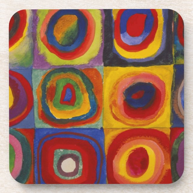 Farbstudie über Quadrat-Kreise von Kandinsky Getränkeuntersetzer (Vorderseite)