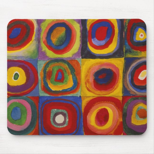 Farbstudie über Quadrat-Kreise von Kandinsky Mousepad (Vorne)