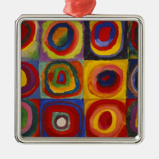 Farbstudie über Quadrat-Kreise von Kandinsky Ornament Aus Metall (Vorne)