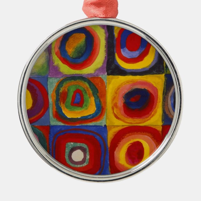 Farbstudie über Quadrat-Kreise von Kandinsky Silbernes Ornament (Vorne)