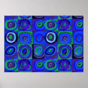 Farbstudien Quadrate Squares Blue Circles Poster