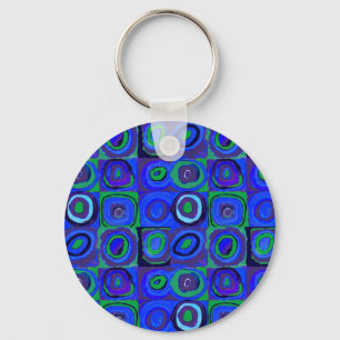 Farbstudien Quadrate Squares Blue Circles Schlüsselanhänger