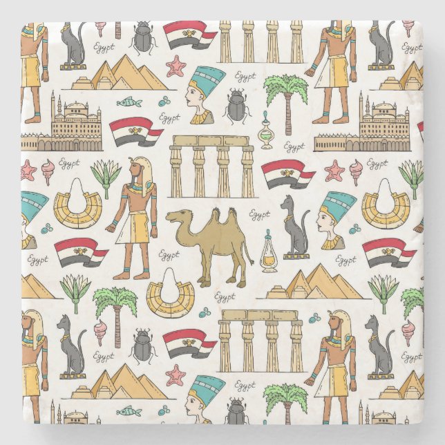 Farbsymbole von Ägypten-Muster Steinuntersetzer (Vorderseite)