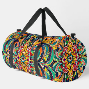 Farbsymphonie Mandala – Kräftige psychedelische Bl Duffle Bag