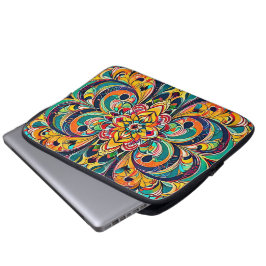 Farbsymphonie Mandala – Kräftige psychedelische Bl Laptopschutzhülle