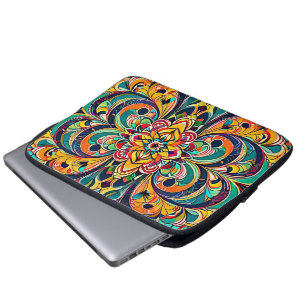Farbsymphonie Mandala – Kräftige psychedelische Bl Laptopschutzhülle