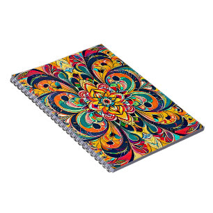 Farbsymphonie Mandala – Kräftige psychedelische Bl Notizblock