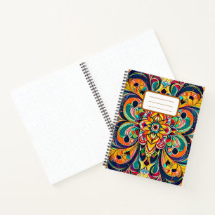Farbsymphonie Mandala – Kräftige psychedelische Bl Notizbuch