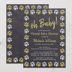 Farbtafel Gelbe Pfote Print Virtual Baby Dusche Einladung