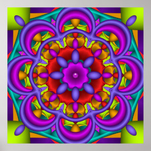 Farbtanz, abstrakter Kaleidoskop Wallart Poster
