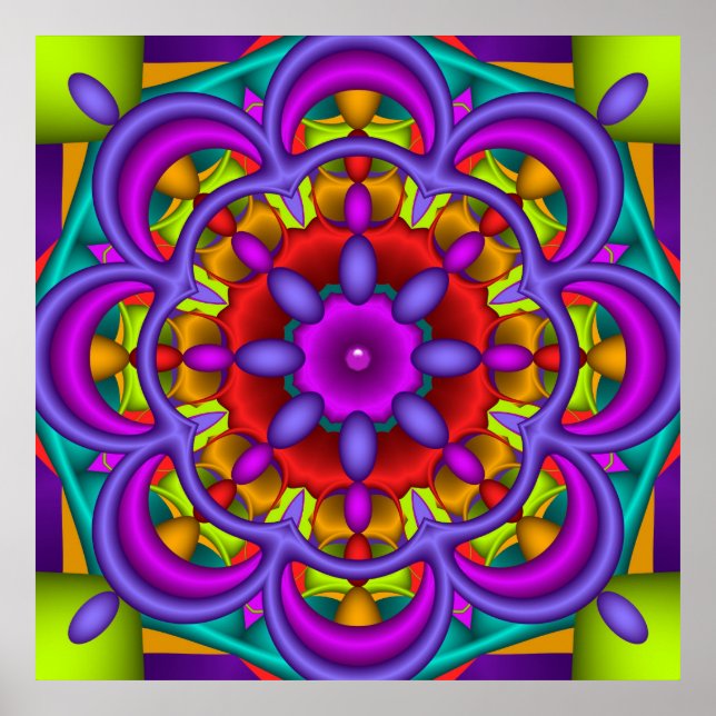 Farbtanz, abstrakter Kaleidoskop Wallart Poster (Vorne)