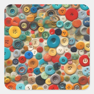 Farbtasten zum Nähen. Quadratischer Aufkleber