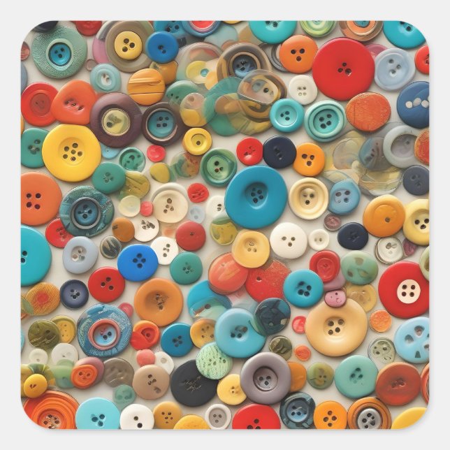 Farbtasten zum Nähen. Quadratischer Aufkleber (Vorderseite)