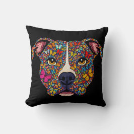 Farbtherapie Schmetterling-Hund-Porträt Pitbull-Ma Kissen