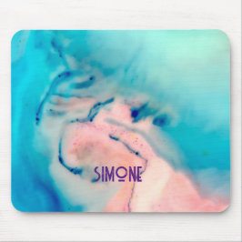 Farbtinte aus Marmor, blau pink Mousepads matt