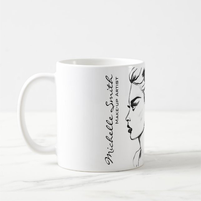Farbtinte Schwarz-Weiß-Frauenschminke Tasse (Links)