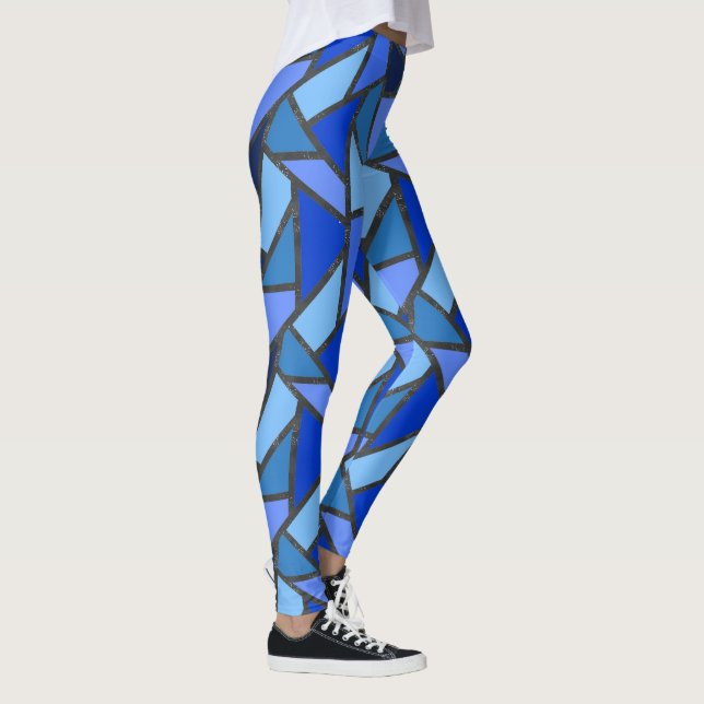 Farbtöne aus blauem Glasmuster Leggings (Rechts)