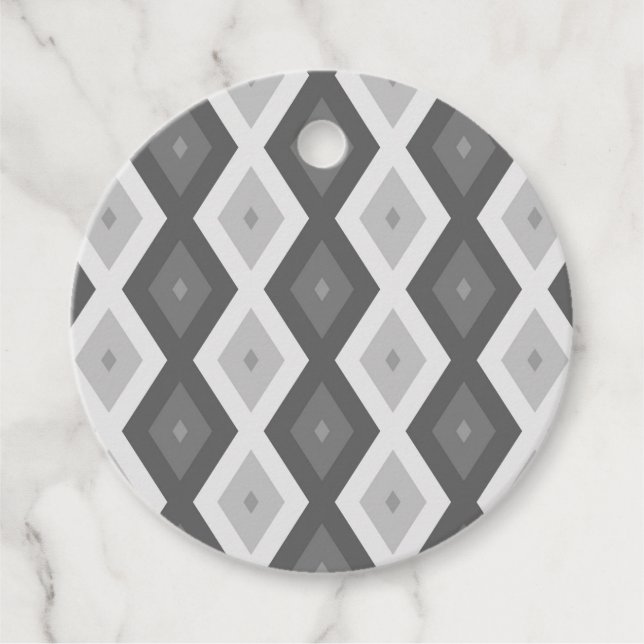 Farbtöne aus grauem Diamantmuster Geschenkanhänger (Vorderseite)