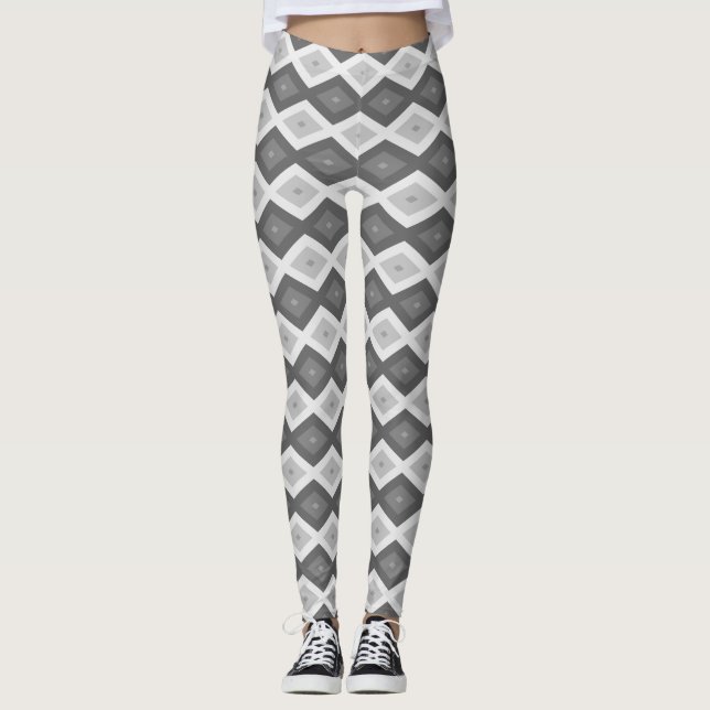 Farbtöne aus grauem Diamantmuster Leggings (Vorderseite)