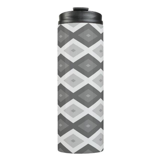 Farbtöne aus grauem Diamantmuster Thermosbecher (Vorderseite)