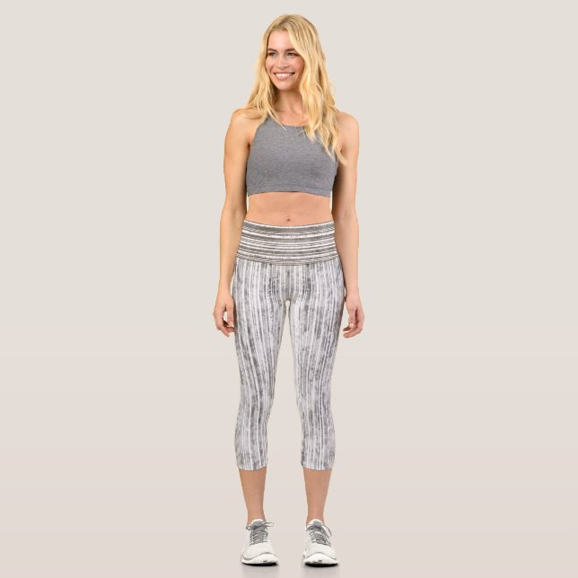 Farbtöne aus grauem Marmor und Streifen Capri Leggings (Vorderseite)
