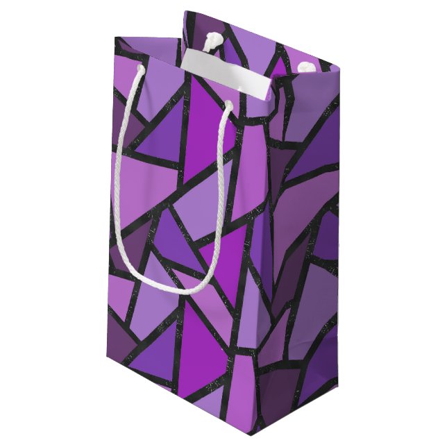 Farbtöne aus lila Glasmuster Kleine Geschenktüte (Rückseite Schrägansicht)