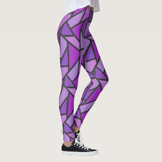 Farbtöne aus lila Glasmuster Leggings (Rechts)