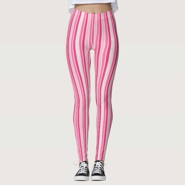 Farbtöne aus rosa Streifen Leggings (Vorderseite)