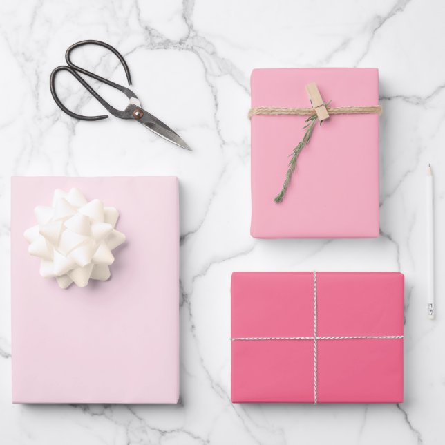 Farbtöne aus rosa Umschlagpapier, Set von 3 Blätte Geschenkpapier Set (Vorderseite)