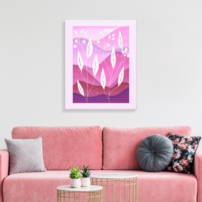 Farbtöne aus rosa weißem Leaf gesteppte Leinwand (Insitu (Wohnzimmer))