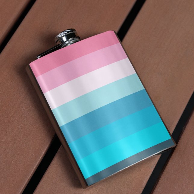 Farbtöne Blau und Rosa Streifen Flachmann (flask)
