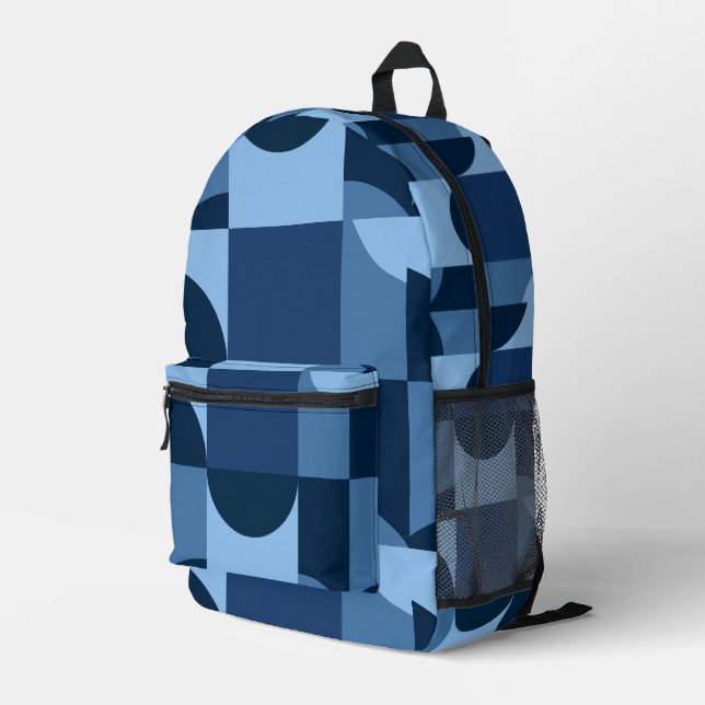 Farbtöne der blauen geometrischen Formen Bedruckter Rucksack (Rückseitige Ecke Rechts)