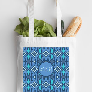 Farbtöne der blauen Monogramm-Totttasche Tragetasche