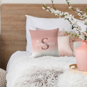 Farbtöne der rosa Kalligraphie Monogram Kissen