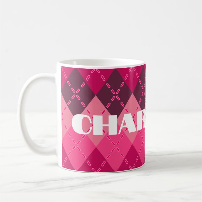 Farbtöne der rosa Raute Sporty Preppy Kaffeetasse (Links)