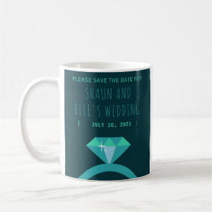 Farbtöne des Aquamarinen Diamantrings Save the Dat Kaffeetasse