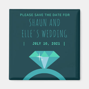 Farbtöne des Aquamarinen Diamantrings Save the Dat Magnet