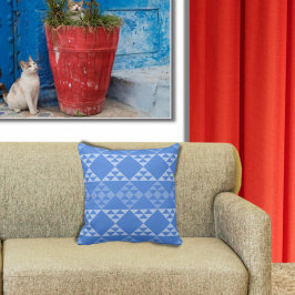 Farbtöne des Blauen Dreieck-Drehkissens Kissen